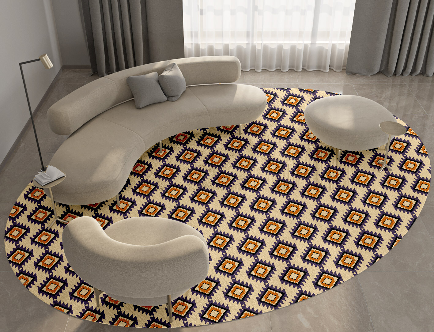 Qualla Geometric Oval Hand Knotted Bamboo Silk Custom Rug by Rug Artisan