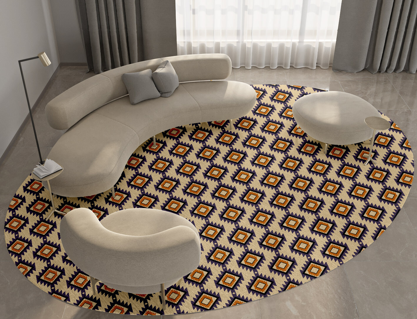 Qualla Geometric Oval Hand Knotted Tibetan Wool Custom Rug by Rug Artisan