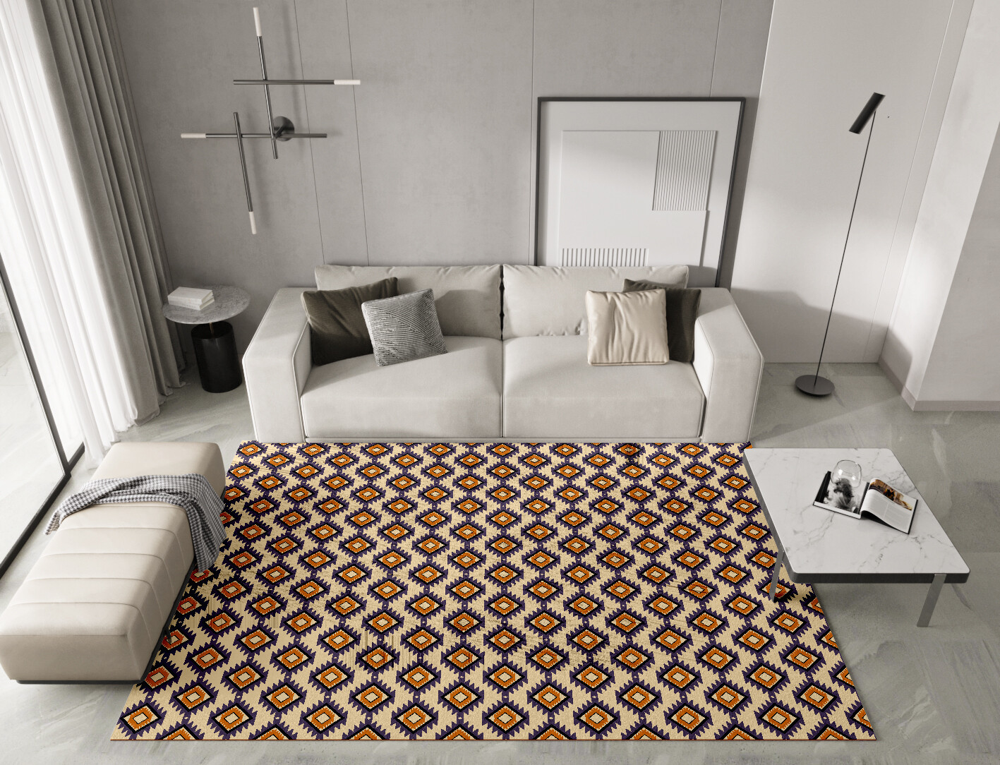 Qualla Geometric Rectangle Hand Knotted Bamboo Silk Custom Rug by Rug Artisan