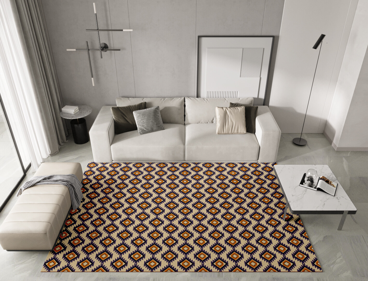 Qualla Geometric Rectangle Hand Knotted Tibetan Wool Custom Rug by Rug Artisan