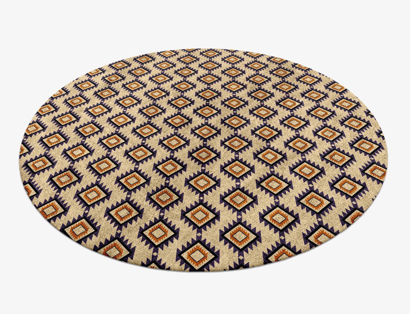 Qualla Geometric Round Hand Knotted Bamboo Silk Custom Rug by Rug Artisan
