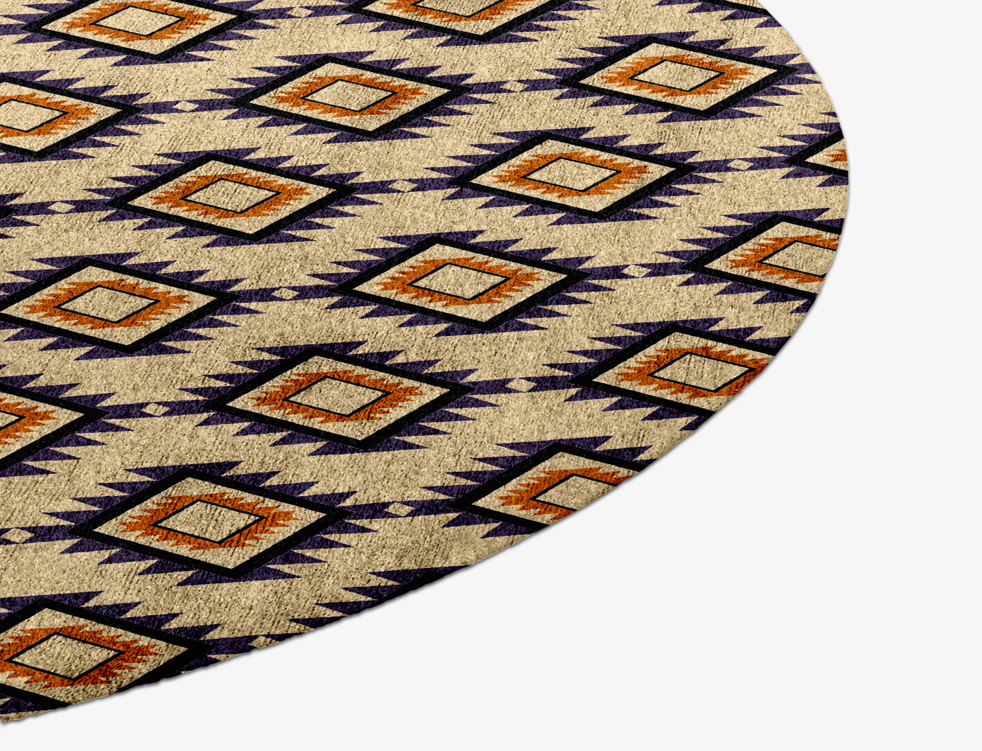 Qualla Geometric Round Hand Knotted Bamboo Silk Custom Rug by Rug Artisan