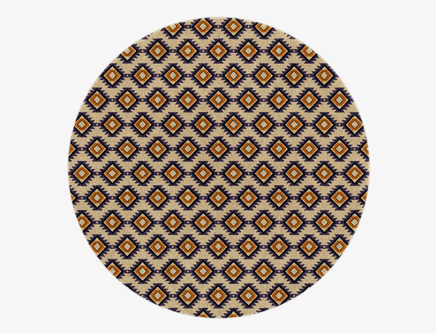Qualla Geometric Round Hand Knotted Tibetan Wool Custom Rug by Rug Artisan