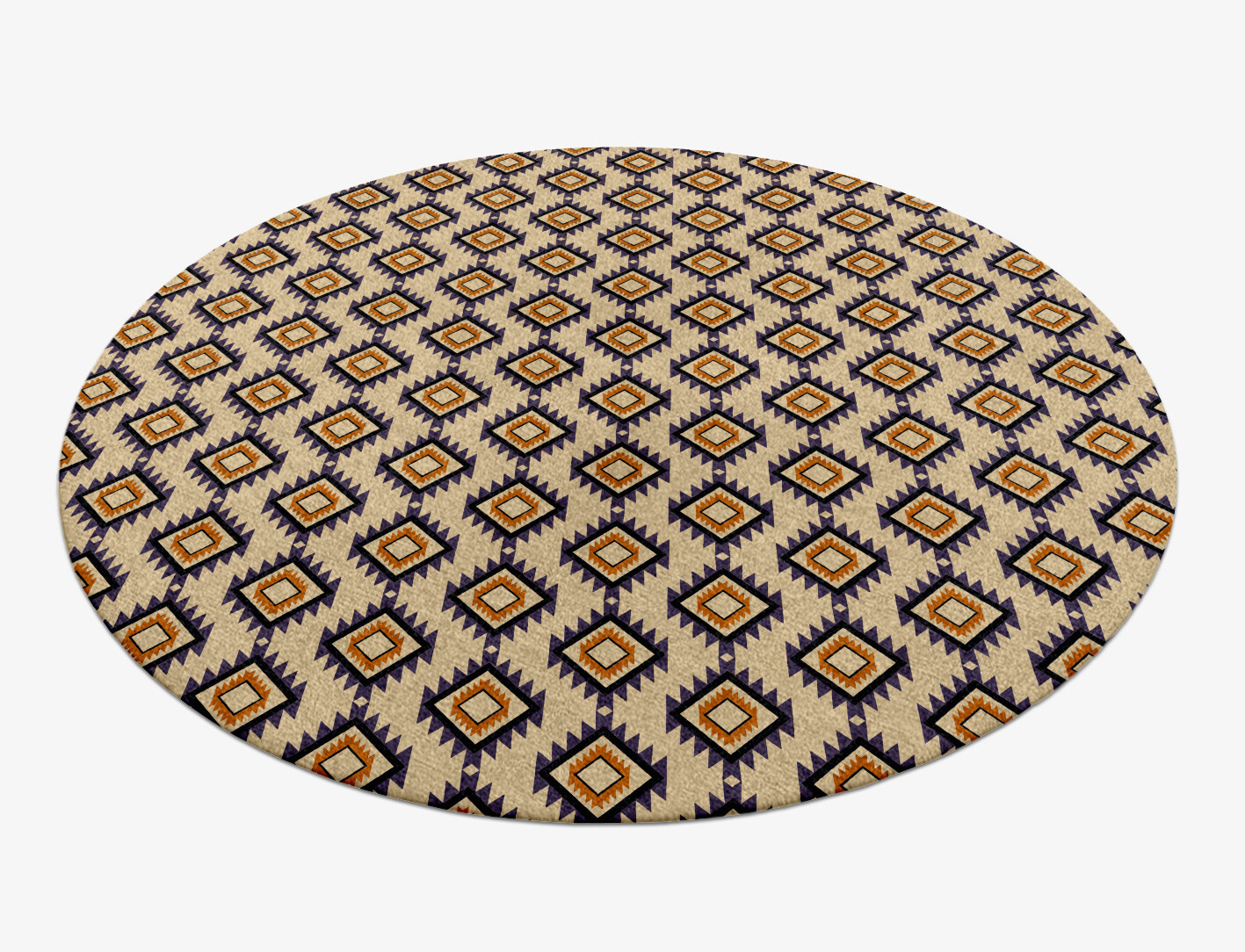 Qualla Geometric Round Hand Knotted Tibetan Wool Custom Rug by Rug Artisan