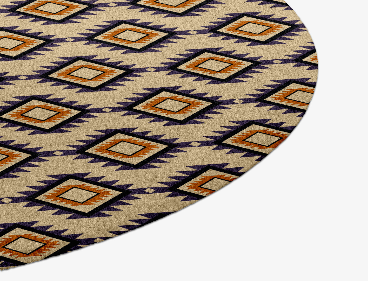 Qualla Geometric Round Hand Knotted Tibetan Wool Custom Rug by Rug Artisan