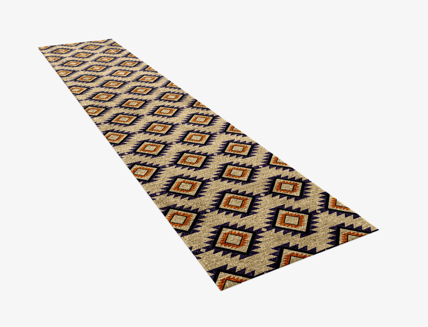 Qualla Geometric Runner Hand Knotted Bamboo Silk Custom Rug by Rug Artisan