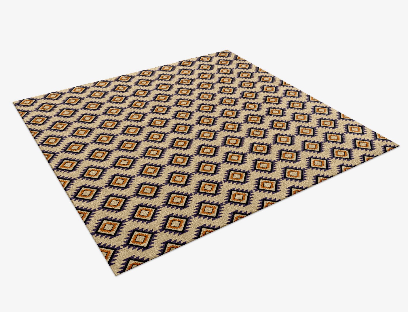 Qualla Geometric Square Hand Knotted Tibetan Wool Custom Rug by Rug Artisan