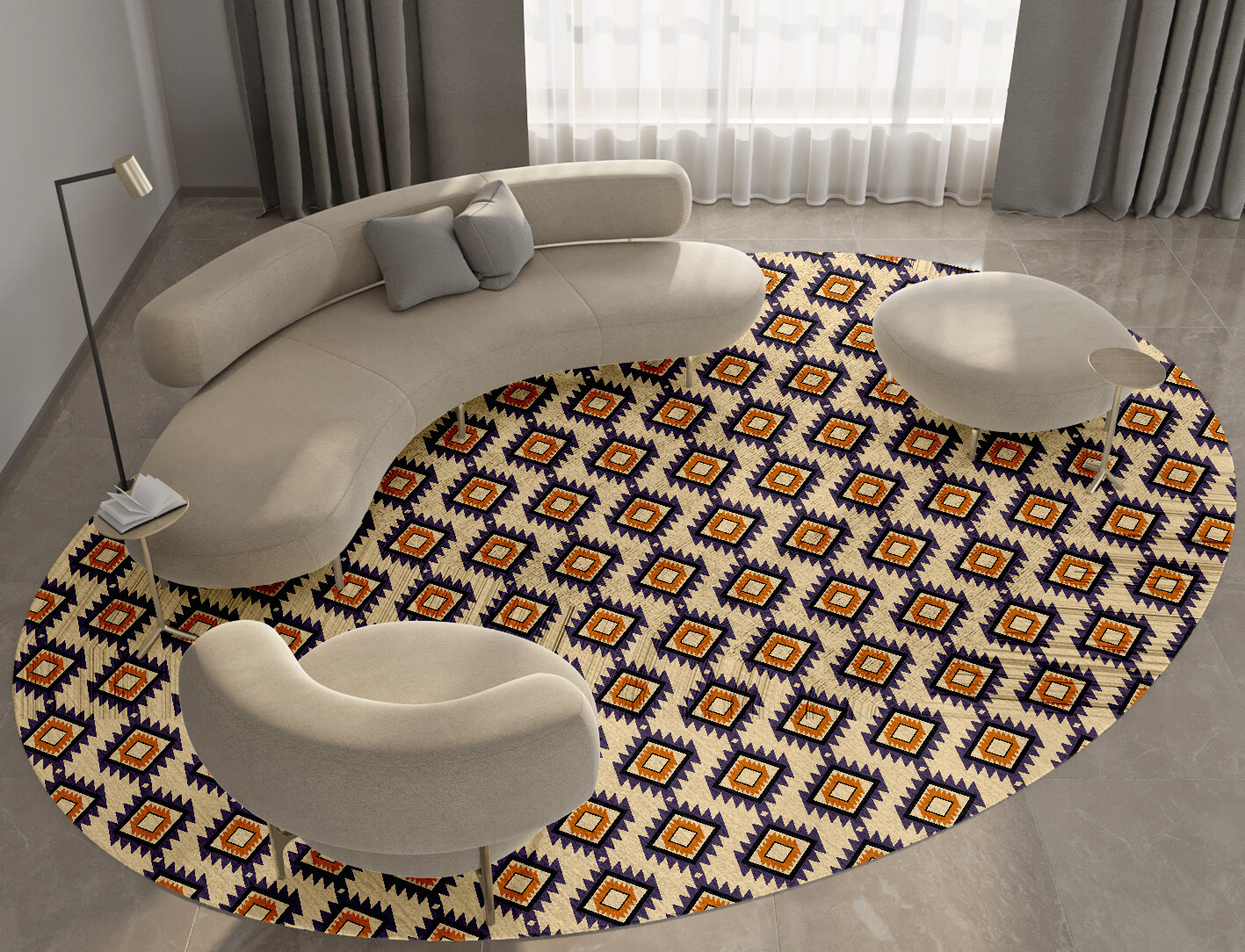 Qualla Geometric Oval Hand Tufted Bamboo Silk Custom Rug by Rug Artisan
