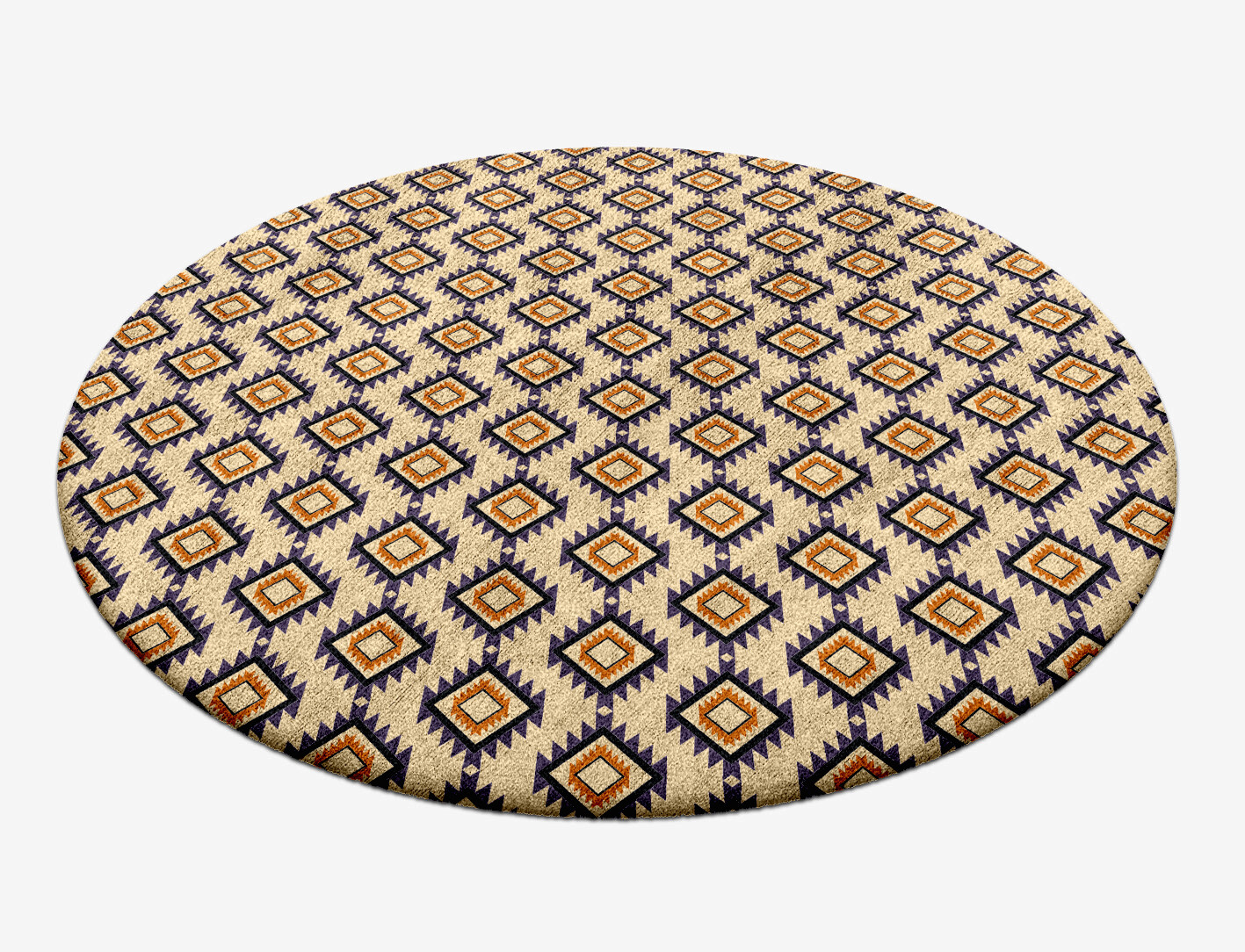 Qualla Geometric Round Hand Tufted Bamboo Silk Custom Rug by Rug Artisan