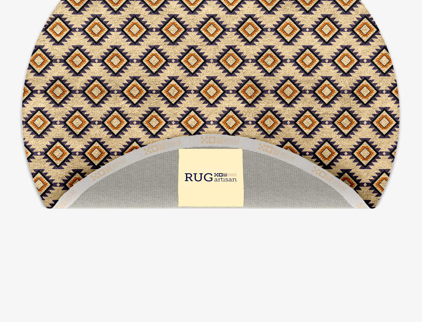 Qualla Geometric Round Hand Tufted Bamboo Silk Custom Rug by Rug Artisan