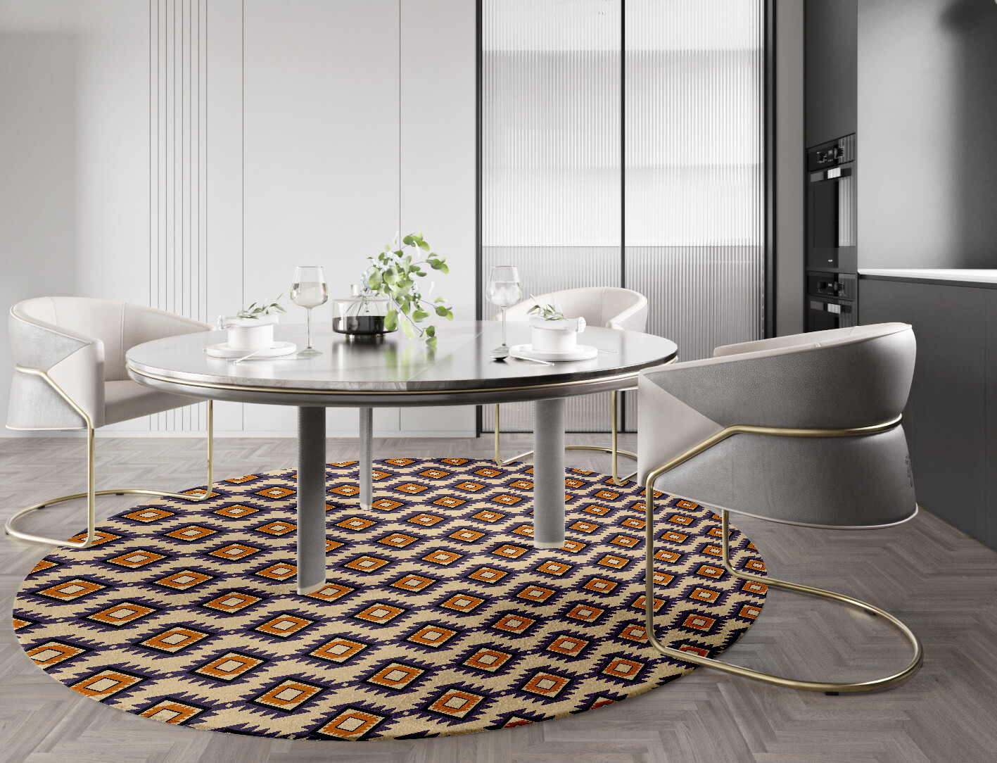 Qualla Geometric Round Hand Tufted Pure Wool Custom Rug by Rug Artisan