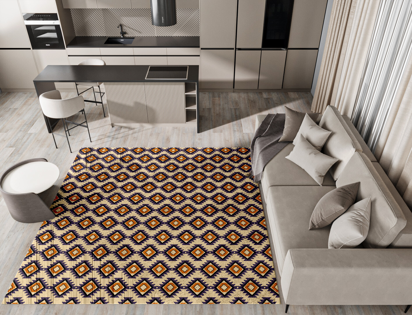 Qualla Geometric Square Hand Tufted Bamboo Silk Custom Rug by Rug Artisan