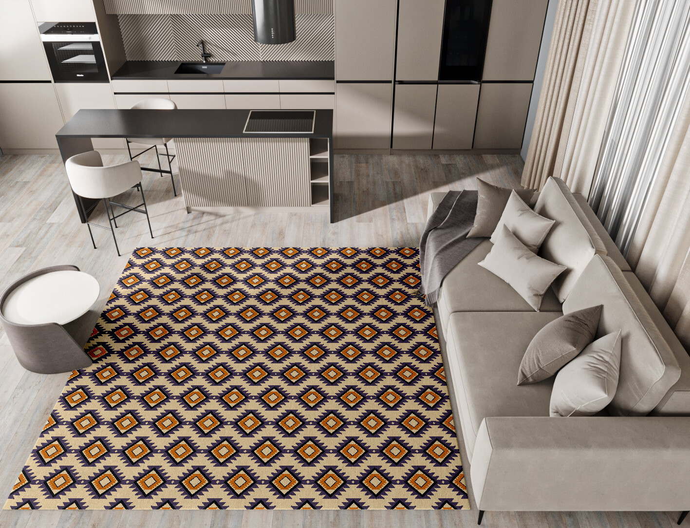 Qualla Geometric Square Hand Tufted Pure Wool Custom Rug by Rug Artisan