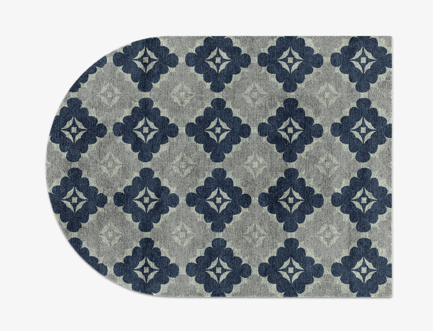 Quatrefoil Cerulean Arch Hand Knotted Bamboo Silk Custom Rug by Rug Artisan