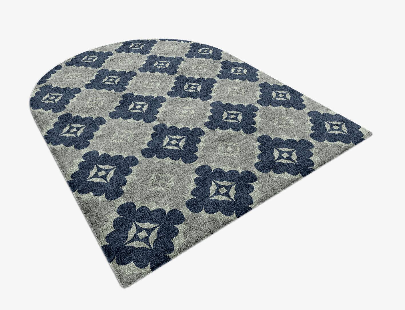 Quatrefoil Cerulean Arch Hand Knotted Bamboo Silk Custom Rug by Rug Artisan