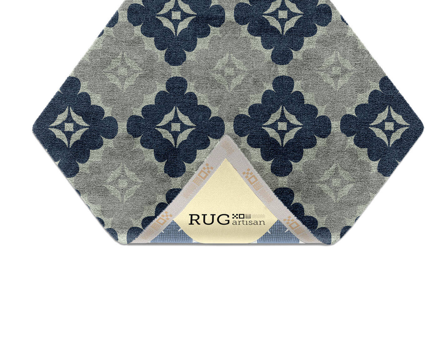 Quatrefoil Cerulean Diamond Hand Knotted Bamboo Silk Custom Rug by Rug Artisan