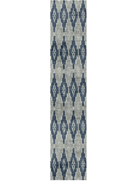 Quatrefoil Cerulean Runner Hand Knotted Bamboo Silk Custom Rug by Rug Artisan