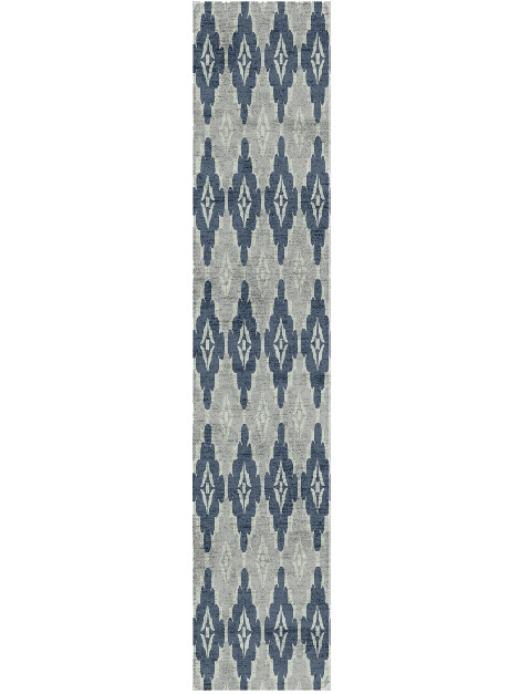 Quatrefoil Cerulean Runner Hand Tufted Bamboo Silk Custom Rug by Rug Artisan