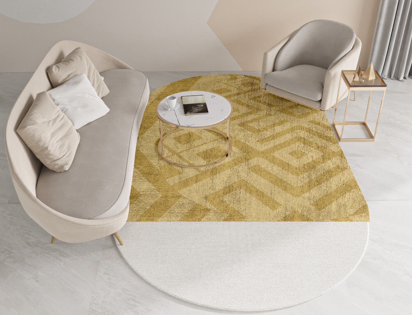 Quinn Geometric Capsule Hand Knotted Bamboo Silk Custom Rug by Rug Artisan