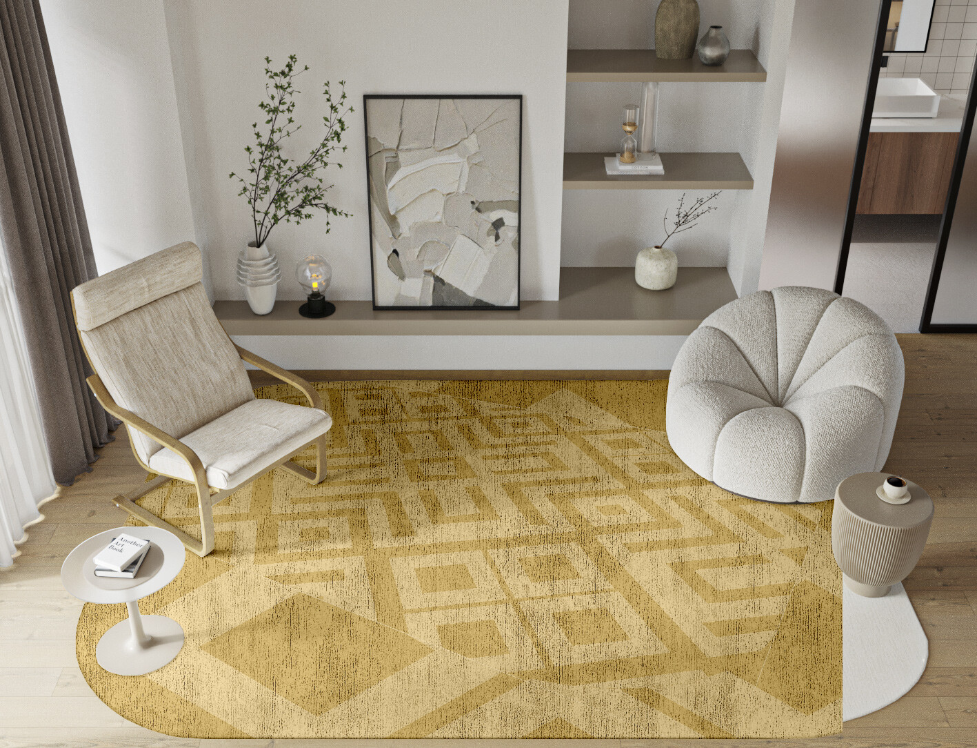 Quinn Geometric Oblong Hand Knotted Bamboo Silk Custom Rug by Rug Artisan