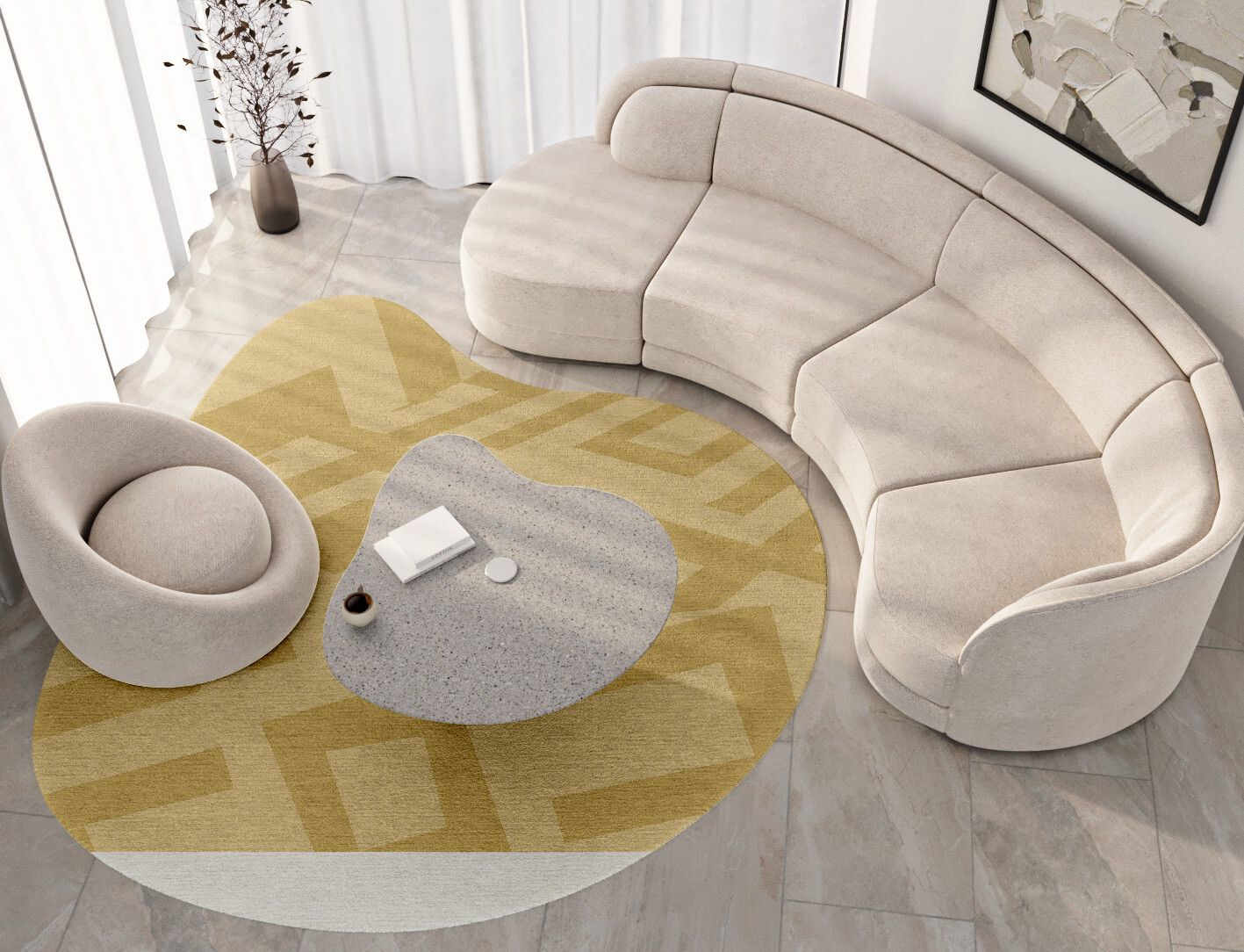 Quinn Geometric Splash Hand Knotted Tibetan Wool Custom Rug by Rug Artisan