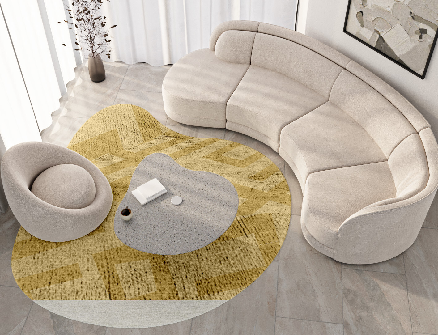 Quinn Geometric Splash Hand Tufted Bamboo Silk Custom Rug by Rug Artisan