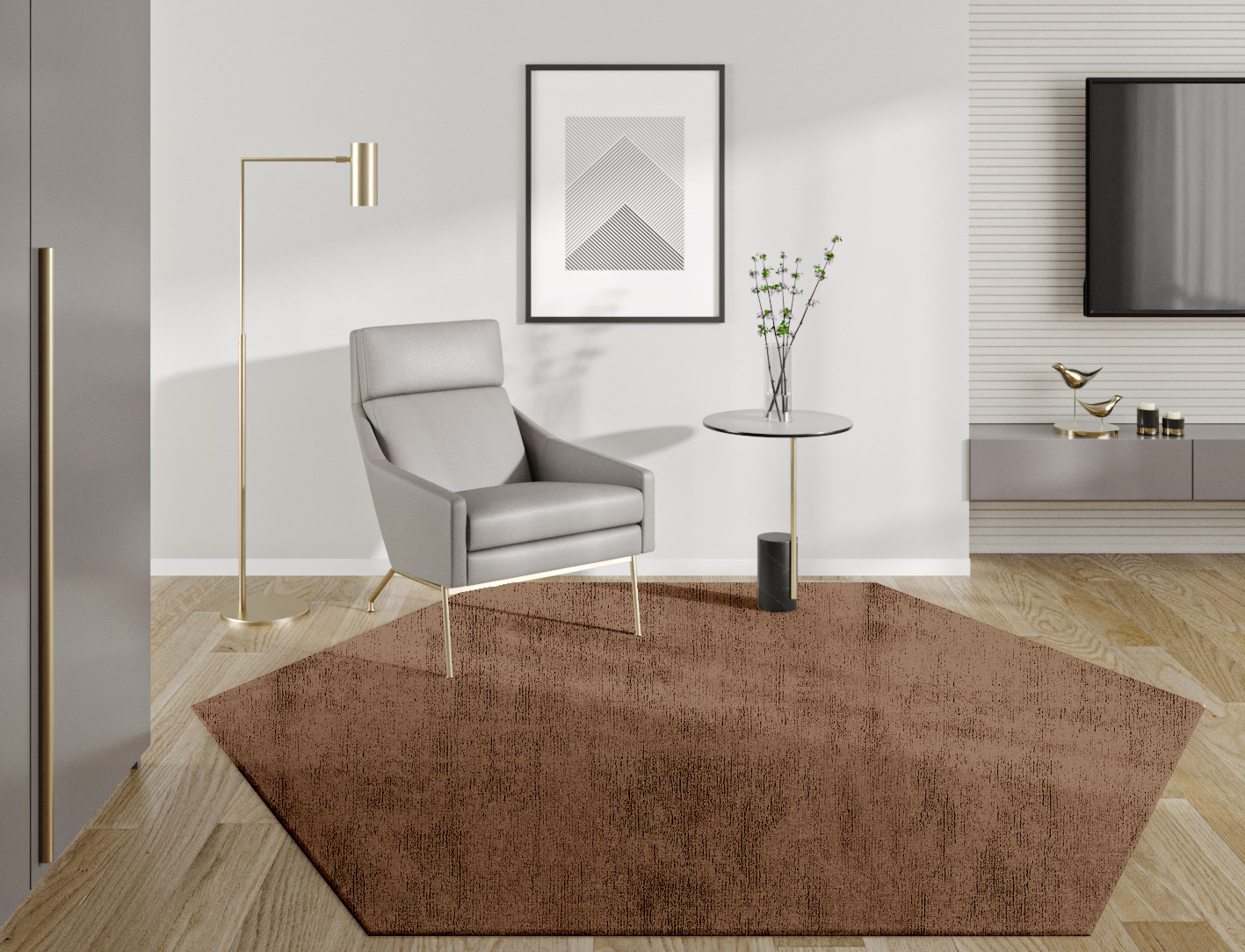 RA-51-N Solid Colors Hexagon Hand Knotted Bamboo Silk Custom Rug by Rug Artisan