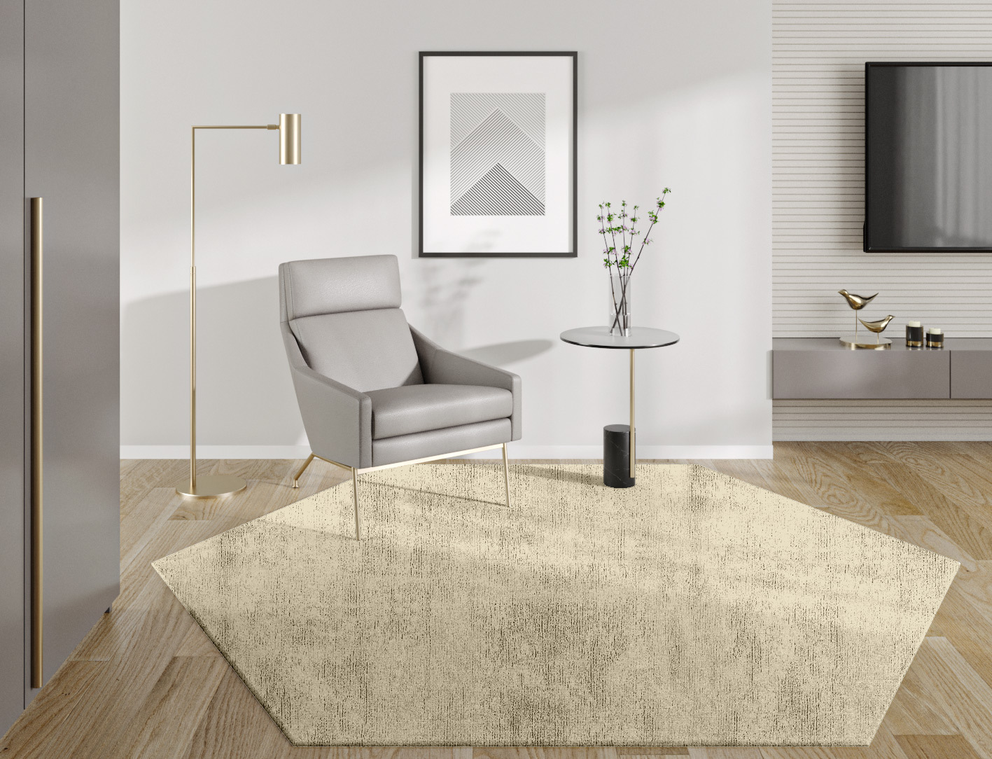 RA-59-N Solid Colors Hexagon Hand Knotted Bamboo Silk Custom Rug by Rug Artisan