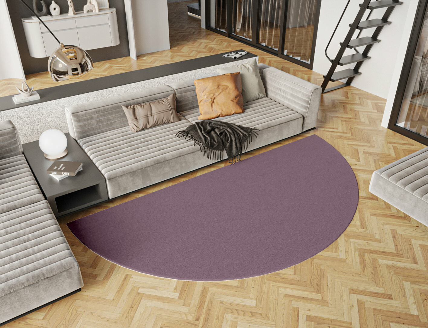 RA-71-N Solid Colors Halfmoon Hand Tufted Pure Wool Custom Rug by Rug Artisan