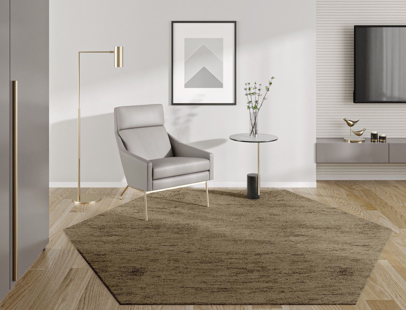 RA-AC09 Solid Colors Hexagon Hand Tufted Bamboo Silk Custom Rug by Rug Artisan