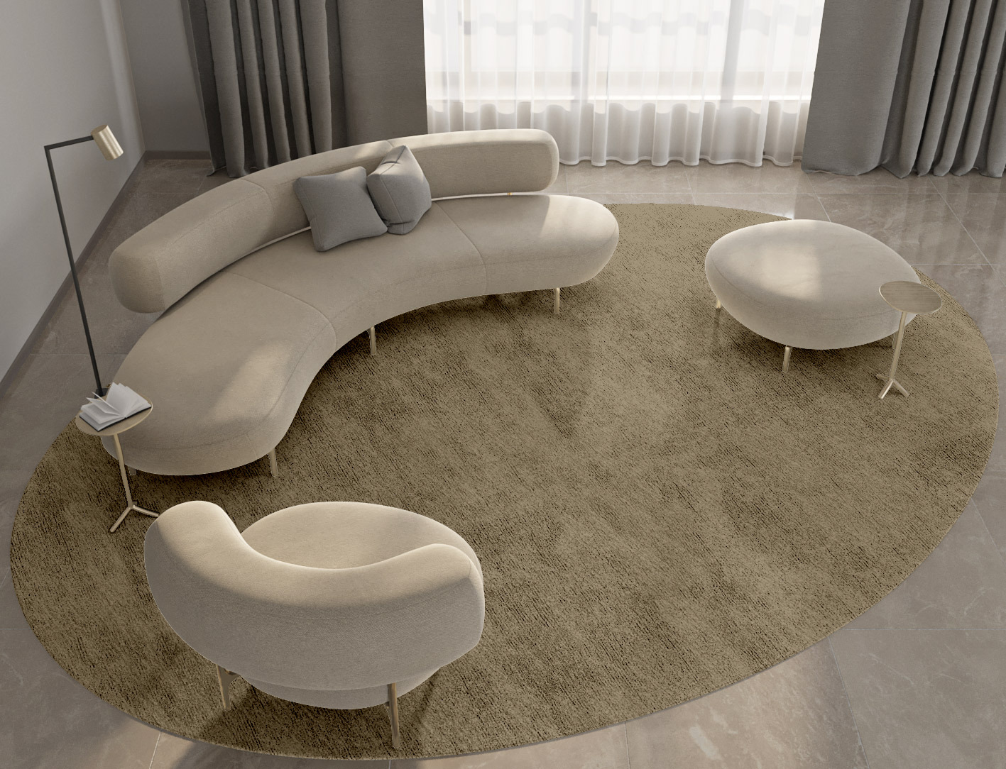 RA-AC09 Solid Colors Oval Hand Tufted Bamboo Silk Custom Rug by Rug Artisan