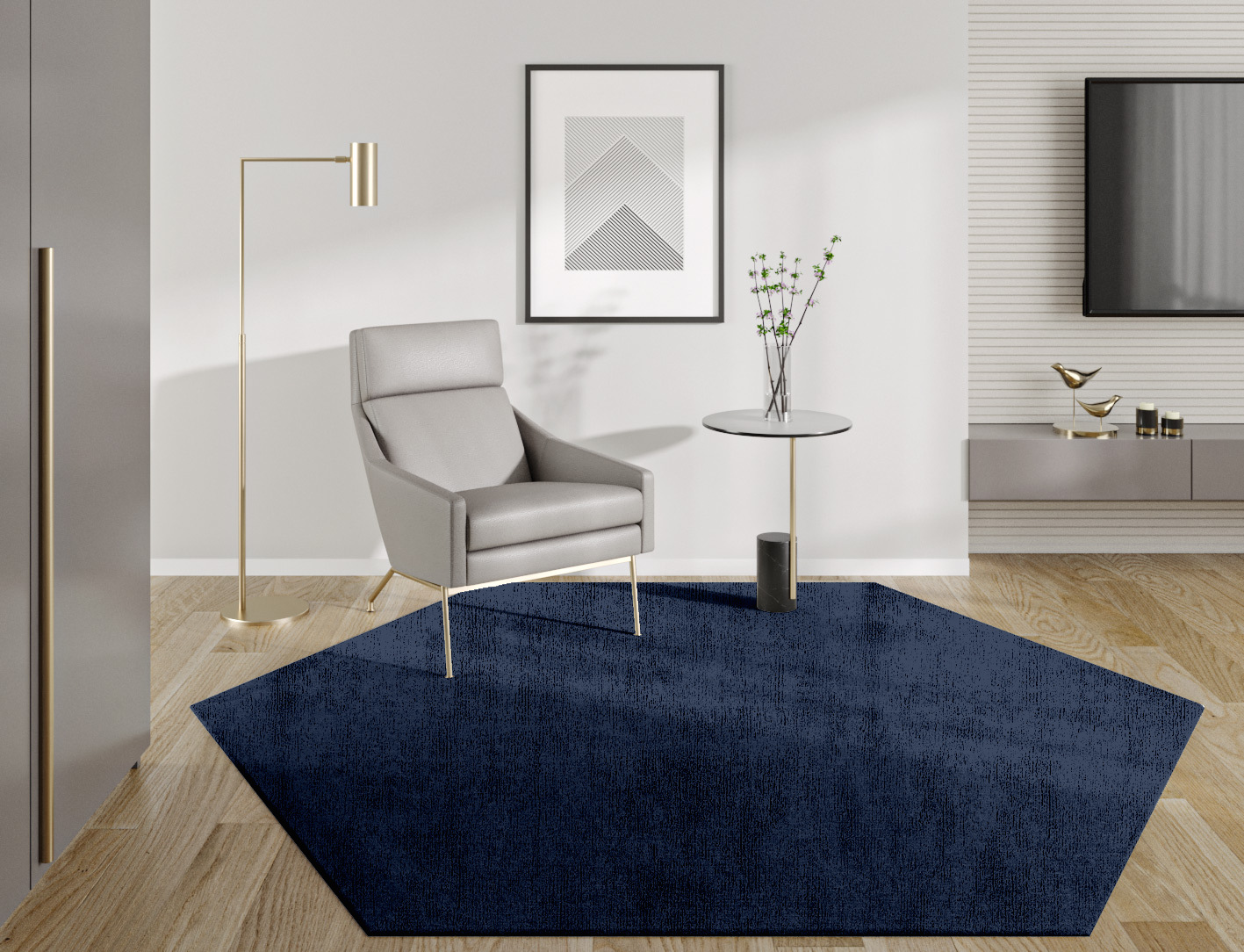 RA-BE05 Solid Colors Hexagon Hand Knotted Bamboo Silk Custom Rug by Rug Artisan