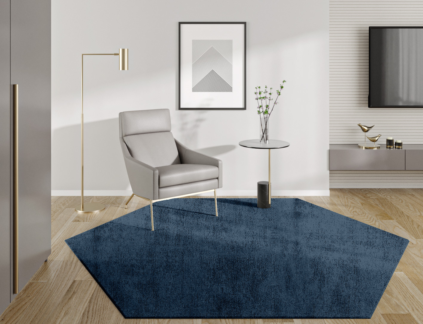 RA-BG04 Solid Colors Hexagon Hand Knotted Bamboo Silk Custom Rug by Rug Artisan