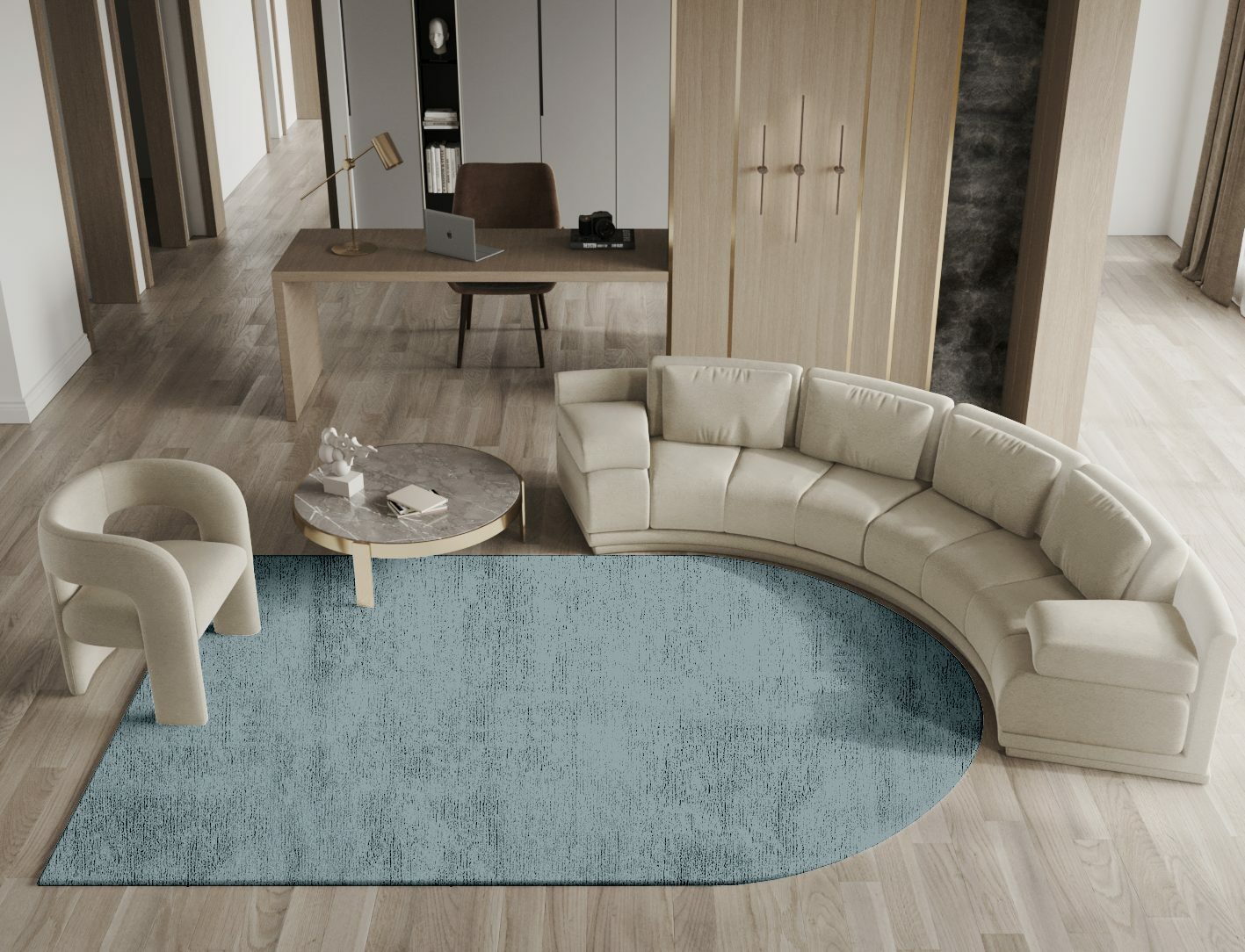 RA-BG09 Solid Colors Arch Hand Knotted Bamboo Silk Custom Rug by Rug Artisan