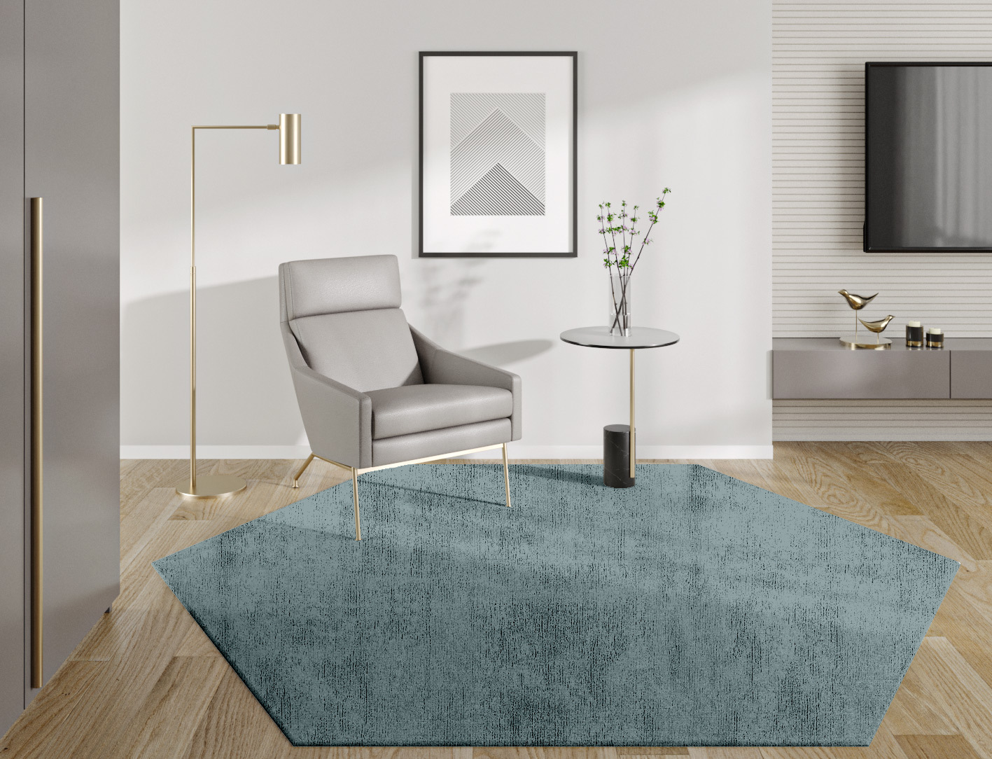 RA-BG09 Solid Colors Hexagon Hand Knotted Bamboo Silk Custom Rug by Rug Artisan