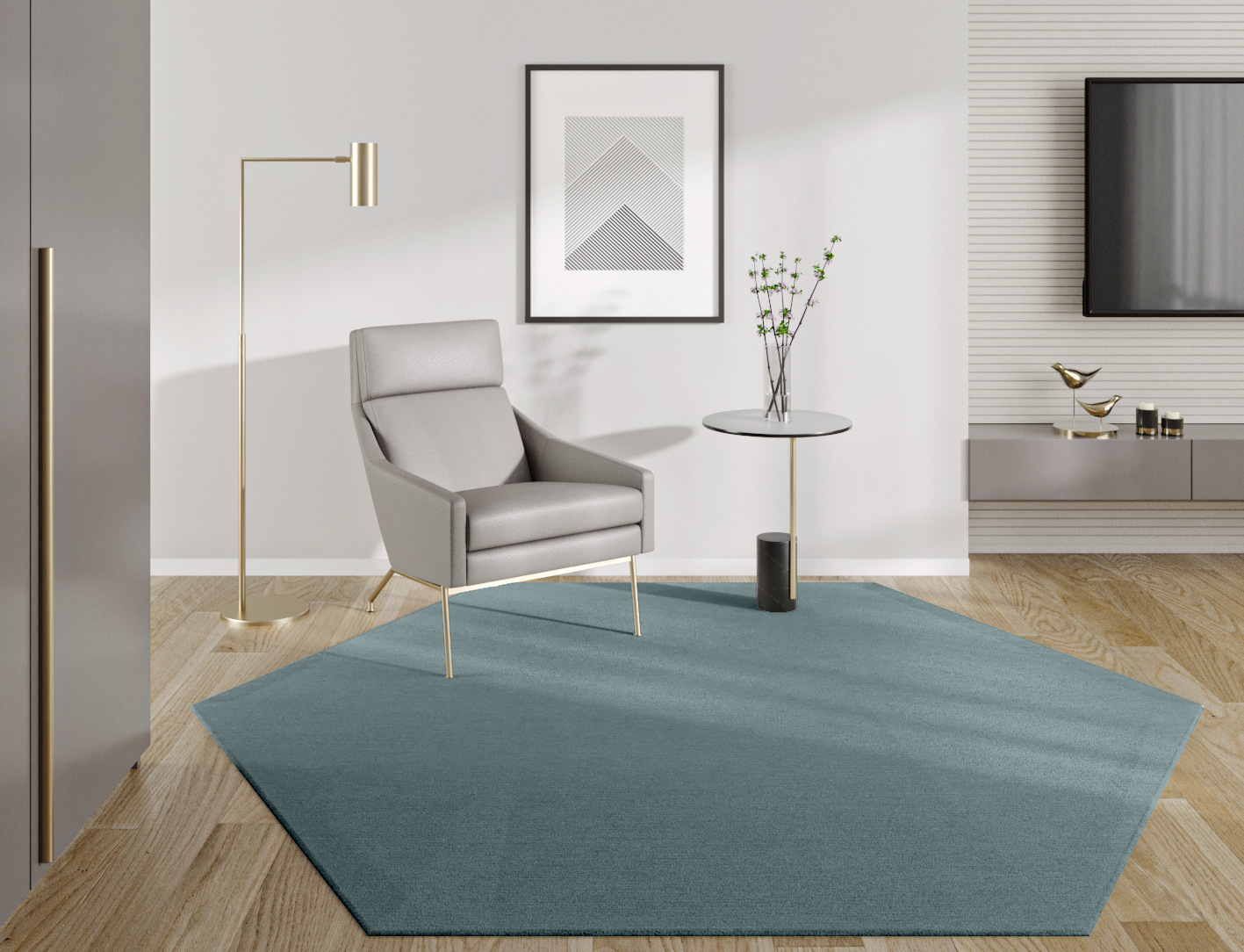 RA-BG09 Solid Colors Hexagon Hand Knotted Tibetan Wool Custom Rug by Rug Artisan