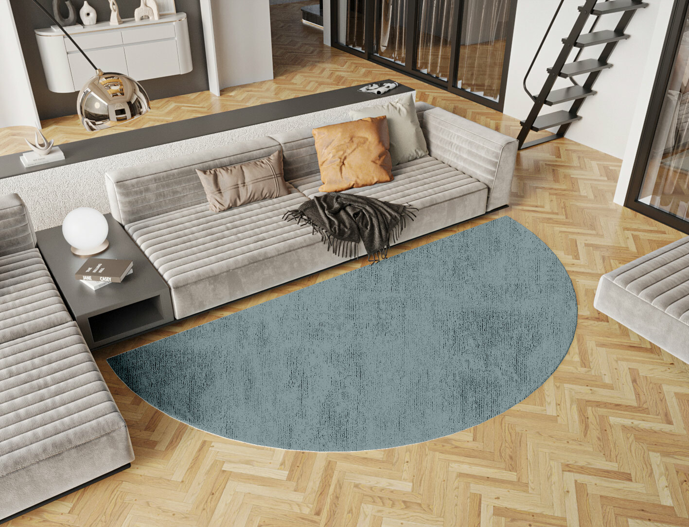 RA-BG09 Solid Colors Halfmoon Hand Tufted Bamboo Silk Custom Rug by Rug Artisan
