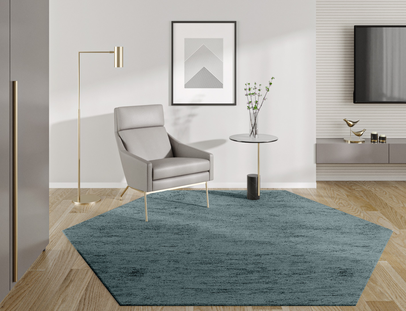 RA-BG09 Solid Colors Hexagon Hand Tufted Bamboo Silk Custom Rug by Rug Artisan