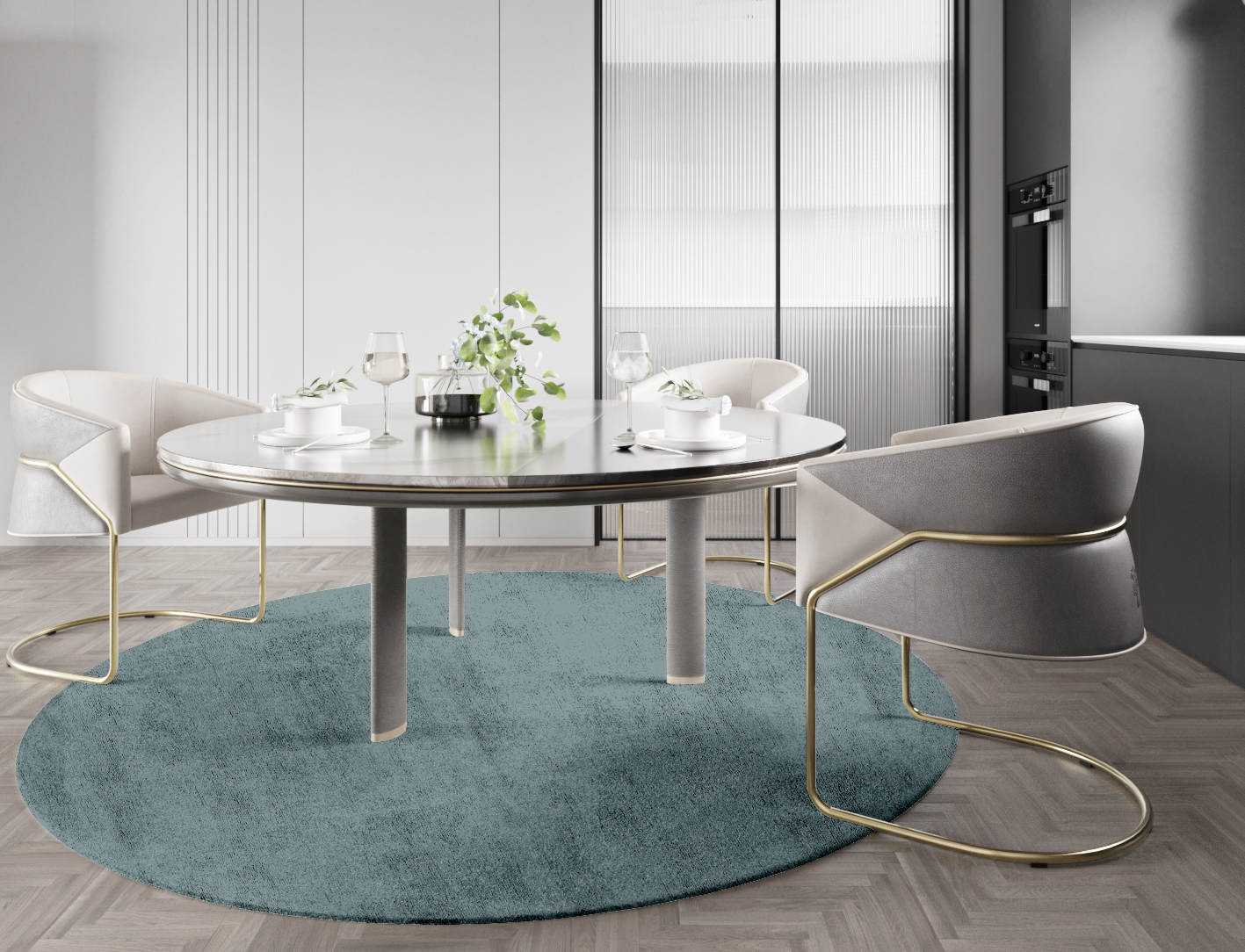 RA-BG09 Solid Colors Round Hand Tufted Bamboo Silk Custom Rug by Rug Artisan