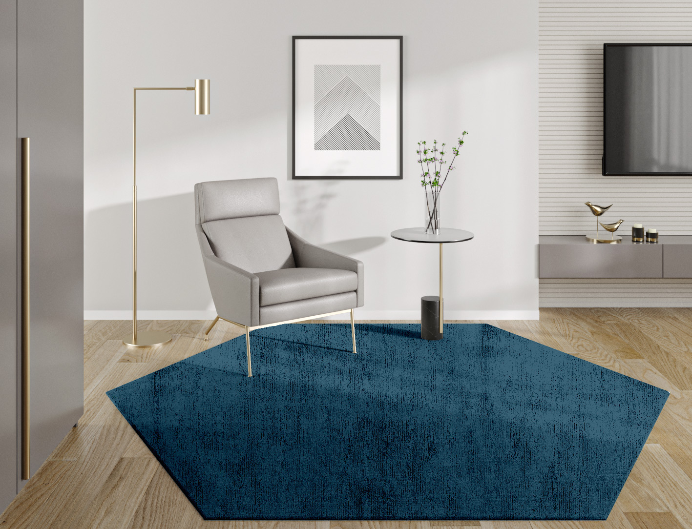 RA-BI02 Solid Colors Hexagon Hand Knotted Bamboo Silk Custom Rug by Rug Artisan