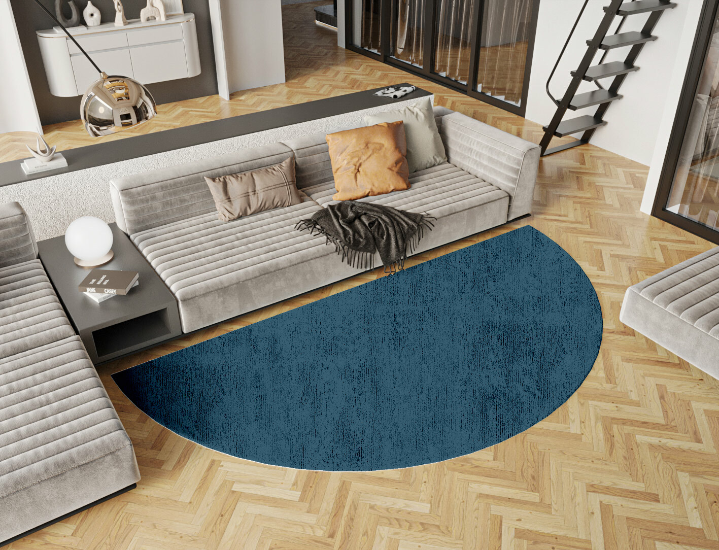 RA-BI02 Solid Colors Halfmoon Hand Tufted Bamboo Silk Custom Rug by Rug Artisan