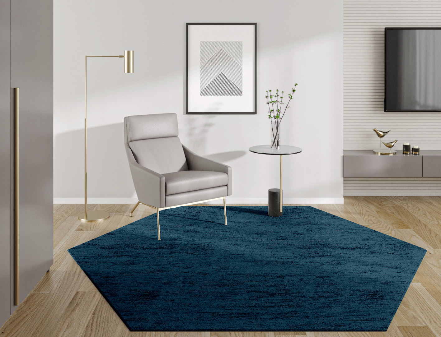 RA-BI02 Solid Colors Hexagon Hand Tufted Bamboo Silk Custom Rug by Rug Artisan