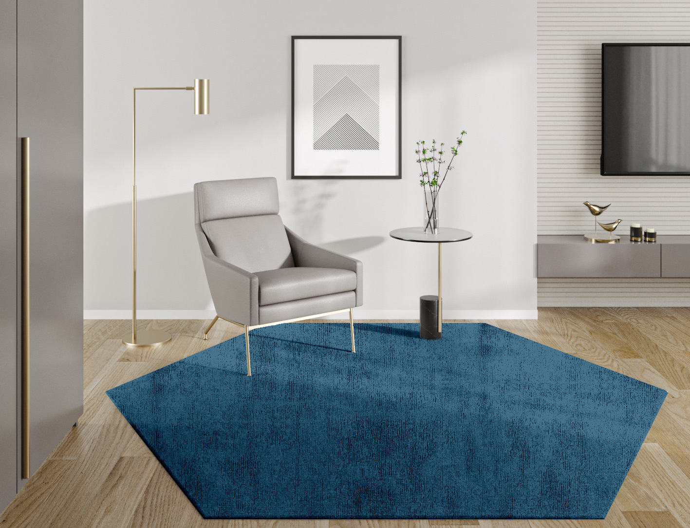 RA-BI04 Solid Colors Hexagon Hand Knotted Bamboo Silk Custom Rug by Rug Artisan