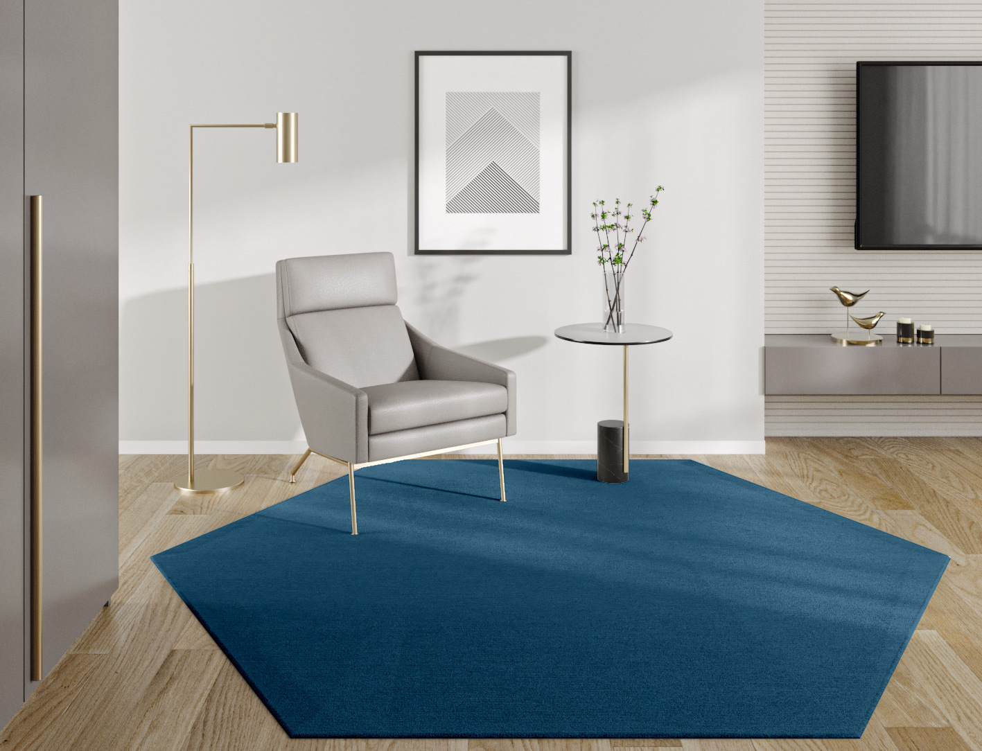 RA-BI04 Solid Colors Hexagon Hand Knotted Tibetan Wool Custom Rug by Rug Artisan