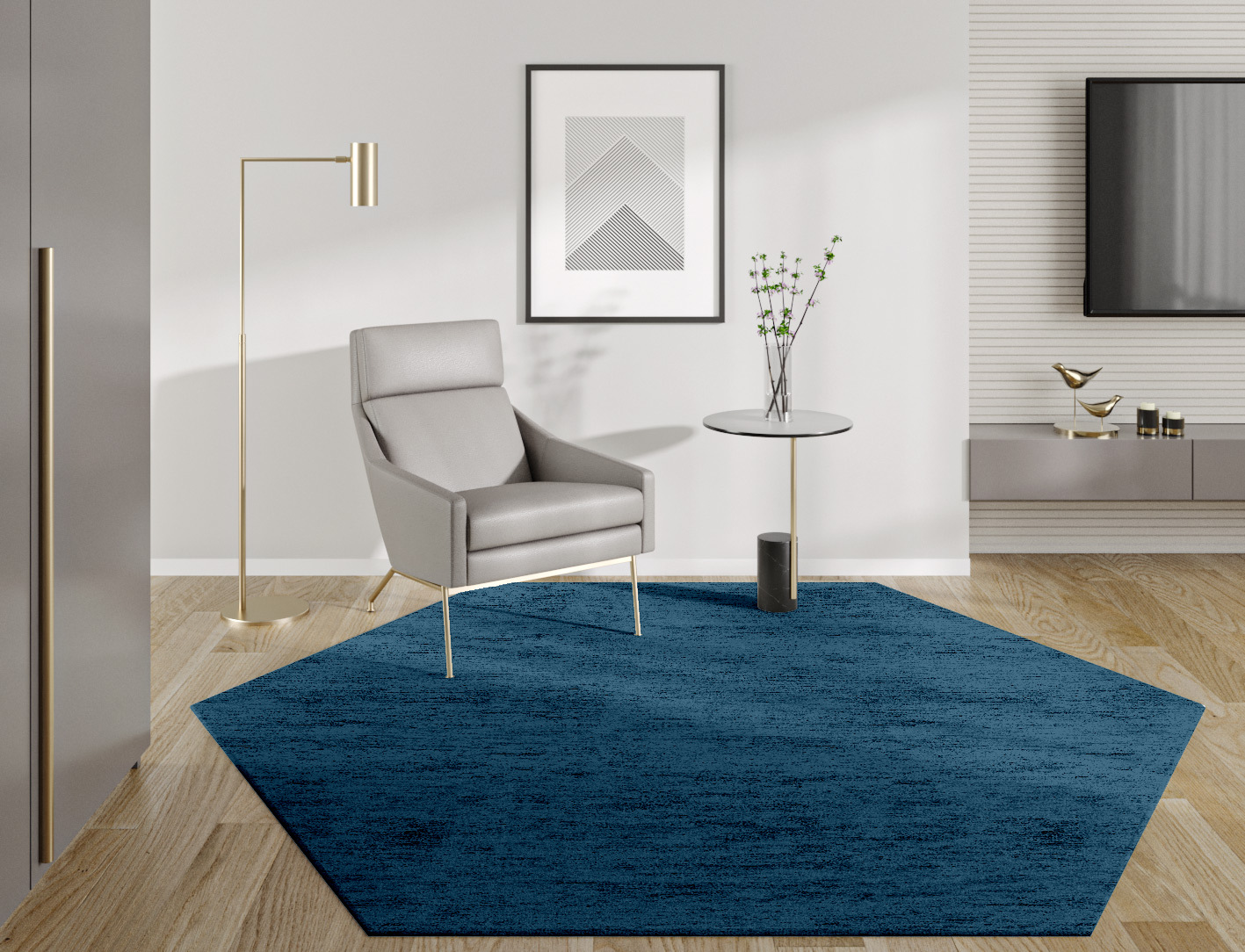 RA-BI04 Solid Colors Hexagon Hand Tufted Bamboo Silk Custom Rug by Rug Artisan