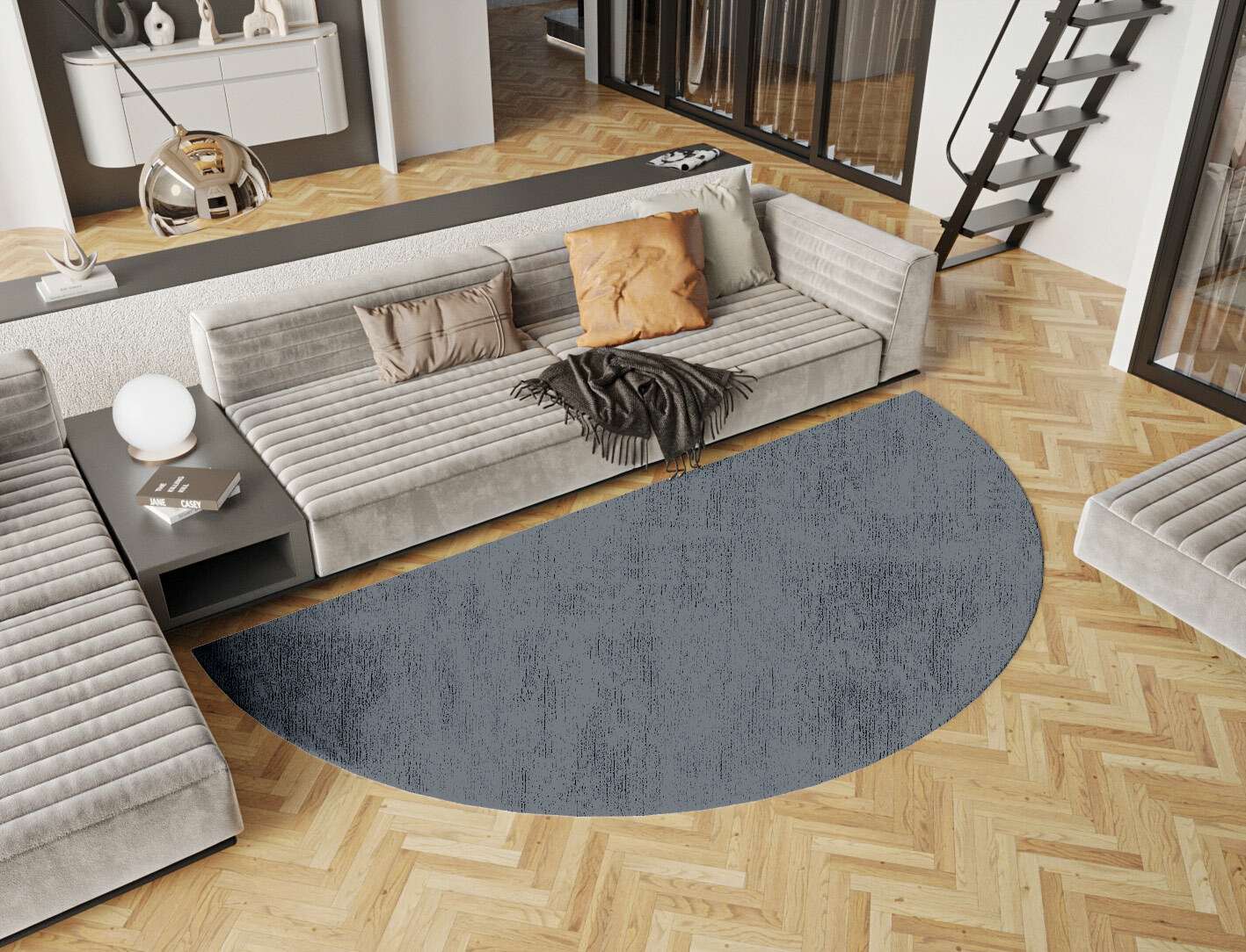 RA-BN06 Solid Colors Halfmoon Hand Knotted Bamboo Silk Custom Rug by Rug Artisan
