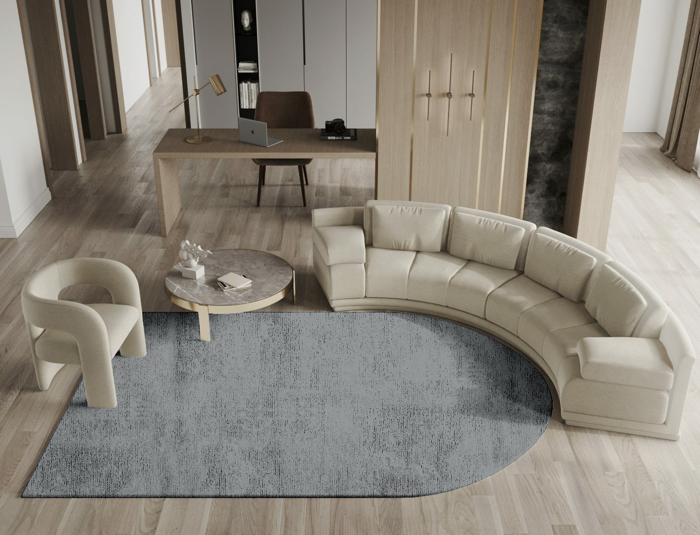 RA-BN08 Solid Colors Arch Hand Knotted Bamboo Silk Custom Rug by Rug Artisan