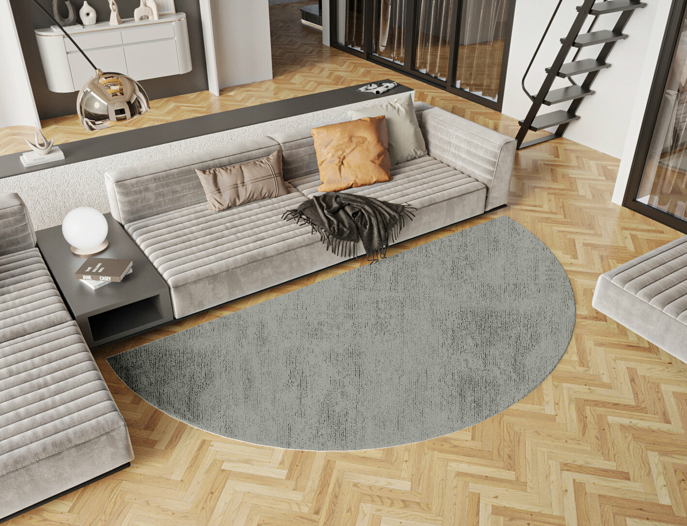 RA-BN10 Solid Colors Halfmoon Hand Tufted Bamboo Silk Custom Rug by Rug Artisan