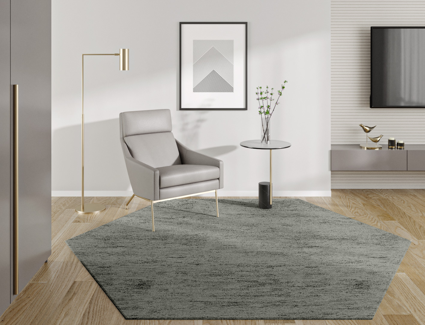 RA-BN10 Solid Colors Hexagon Hand Tufted Bamboo Silk Custom Rug by Rug Artisan