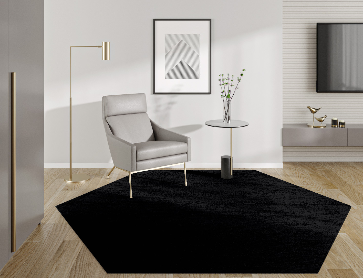 RA-BT01 Solid Colors Hexagon Hand Tufted Bamboo Silk Custom Rug by Rug Artisan